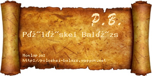 Pölöskei Balázs névjegykártya
